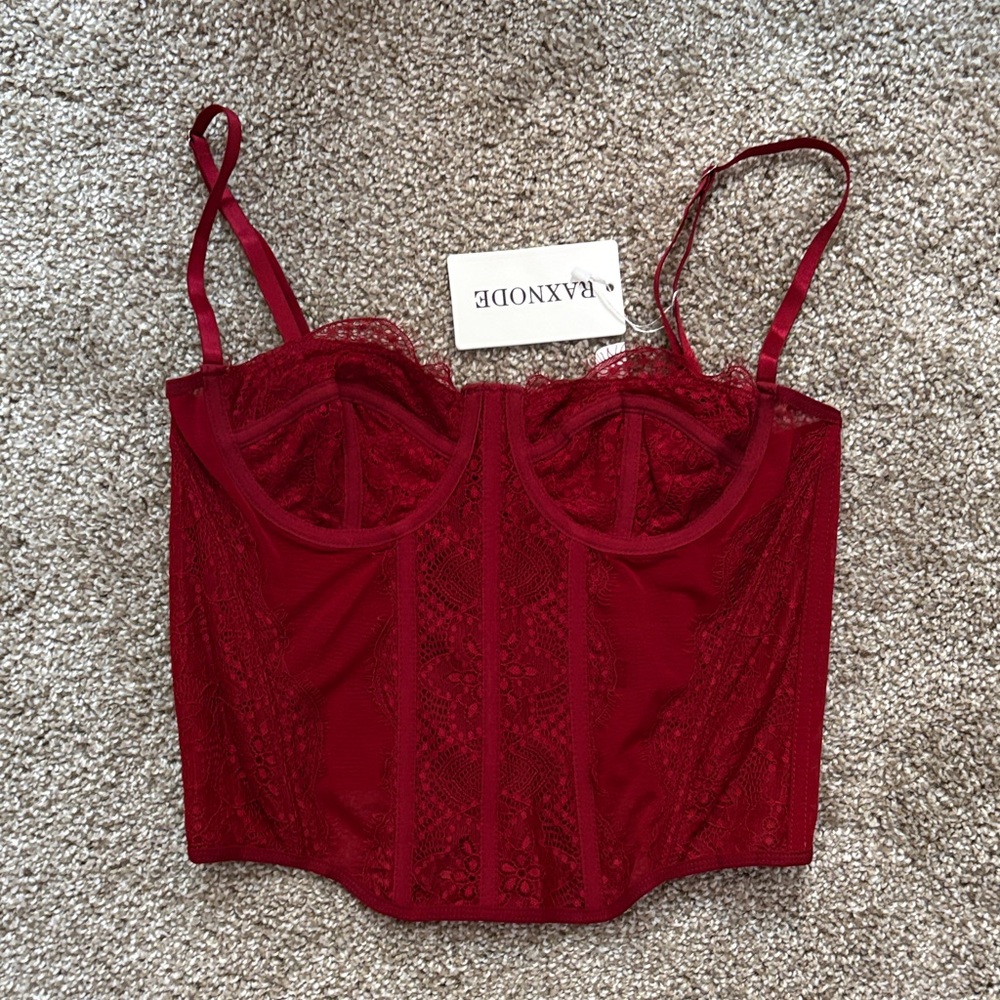 Red Lace Bustier Top